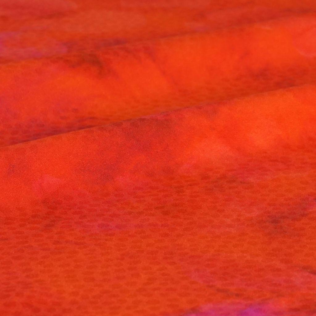 Preview: Viskose Druck Blüten Jacquard leuchten orange pink